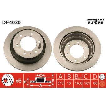 Jeu de 2 disques de frein arrière TRW DF4030 pour OPEL FRONTERA 2.4 i - 125cv