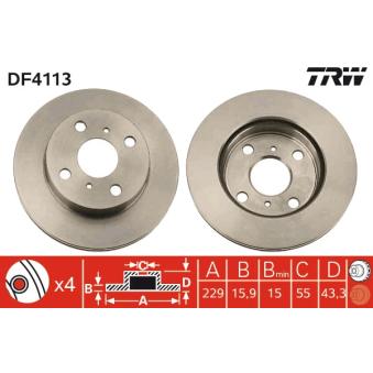 Jeu de 2 disques de frein avant TRW OEM 4351210160