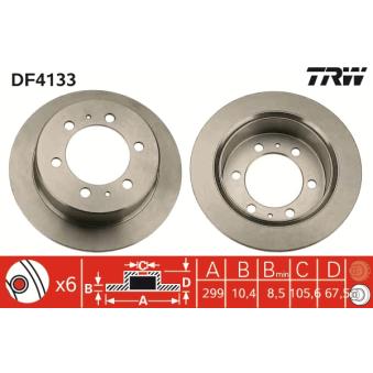 Jeu de 2 disques de frein arrière TRW DF4133 pour DAEWOO REXTON 3.2 V6 - 220cv
