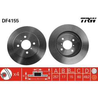Jeu de 2 disques de frein avant TRW [DF4155]
