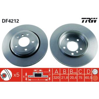 Jeu de 2 disques de frein arrière TRW DF4212 pour BMW Série 3 330 Cd - 204cv