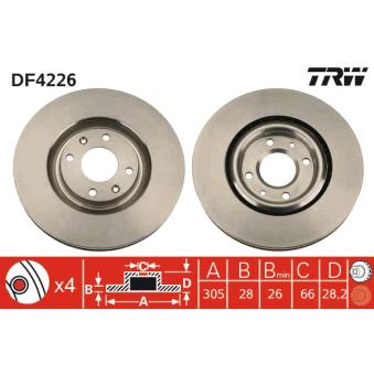 Jeu de 2 disques de frein avant TRW [DF4226]