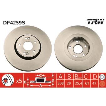 Jeu de 2 disques de frein avant TRW [DF4259S]