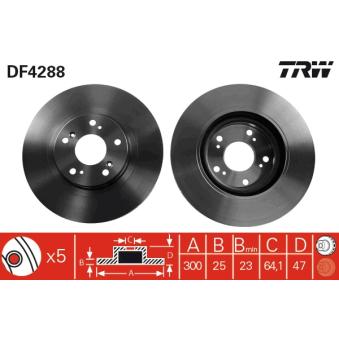 Jeu de 2 disques de frein avant TRW OEM 45251S6MA10