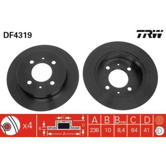 Jeu de 2 disques de frein arrière TRW DF4319