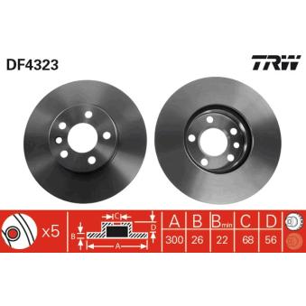 Jeu de 2 disques de frein avant TRW DF4323 pour FIAT PANDA 2.5 Syncro - 110cv