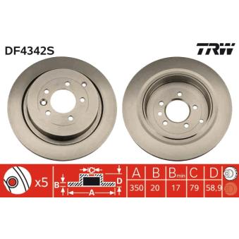 Jeu de 2 disques de frein arrière TRW [DF4342S]