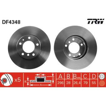 Jeu de 2 disques de frein avant TRW OEM 34111158550