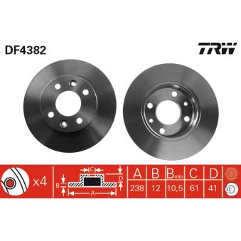 Jeu de 2 disques de frein avant TRW OEM 7700704705