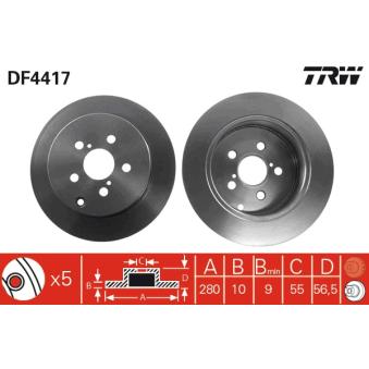 Jeu de 2 disques de frein arrière TRW OEM 4243105060