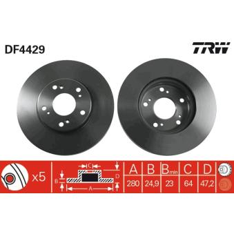 Jeu de 2 disques de frein avant TRW OEM 45251SEAE00