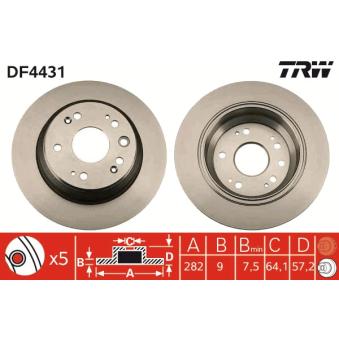 Jeu de 2 disques de frein arrière TRW OEM 42510SZ3900