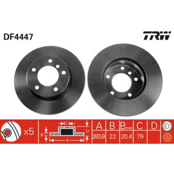 Jeu de 2 disques de frein avant TRW OEM 6764629