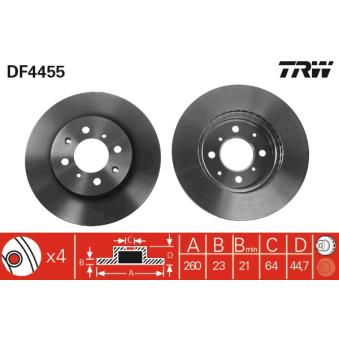 Jeu de 2 disques de frein avant TRW [DF4455]