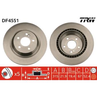 Jeu de 2 disques de frein arrière TRW DF4551