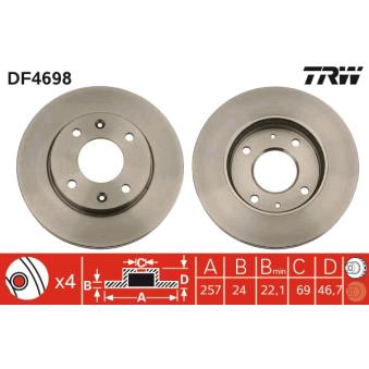 Jeu de 2 disques de frein avant TRW OEM 5171217000