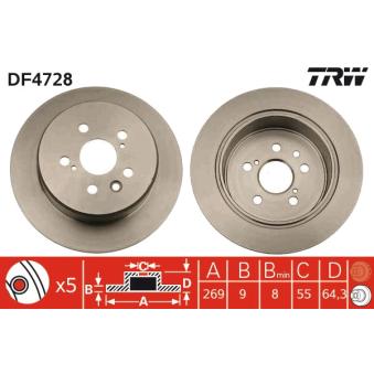 Jeu de 2 disques de frein arrière TRW OEM 4243120340