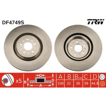 Jeu de 2 disques de frein avant TRW OEM 51768587