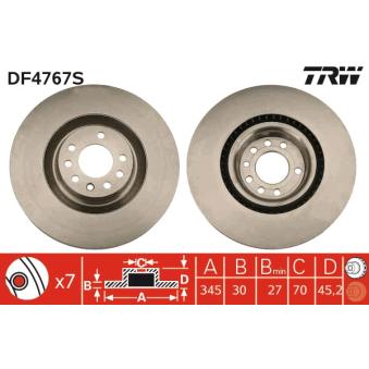 Jeu de 2 disques de frein avant TRW OEM 93188445