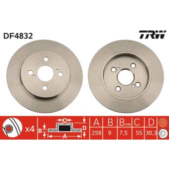 Jeu de 2 disques de frein arrière TRW OEM 424310D110