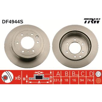 Jeu de 2 disques de frein arrière TRW [DF4944S]
