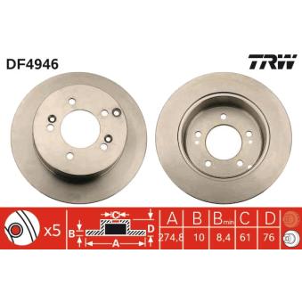 Jeu de 2 disques de frein arrière TRW [DF4946]