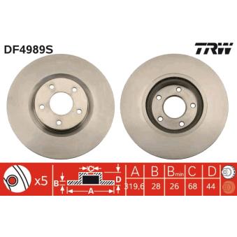 Jeu de 2 disques de frein avant TRW [DF4989S]