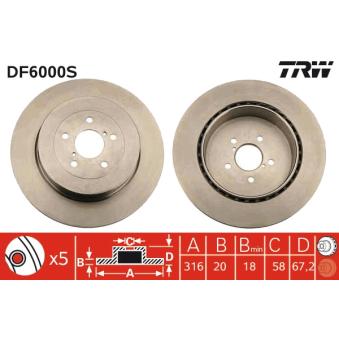 Jeu de 2 disques de frein arrière TRW [DF6000S]
