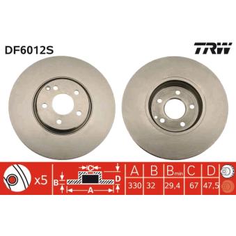 Jeu de 2 disques de frein avant TRW OEM 2114211112