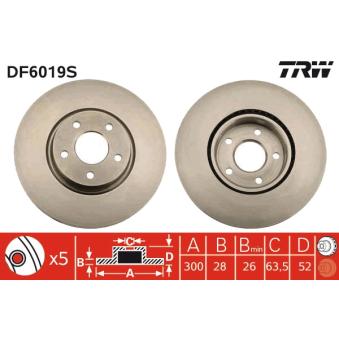Jeu de 2 disques de frein avant TRW DF6019S pour SUZUKI BALENO 2.0 TDCi - 115cv