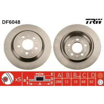 Jeu de 2 disques de frein arrière TRW OEM 31262097