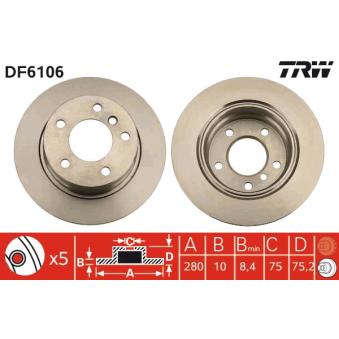 Jeu de 2 disques de frein arrière TRW OEM 34216766225