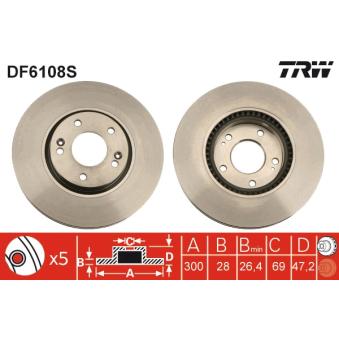 Jeu de 2 disques de frein avant TRW [DF6108S]