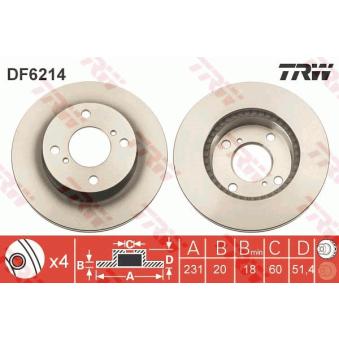 Jeu de 2 disques de frein avant TRW [DF6214]
