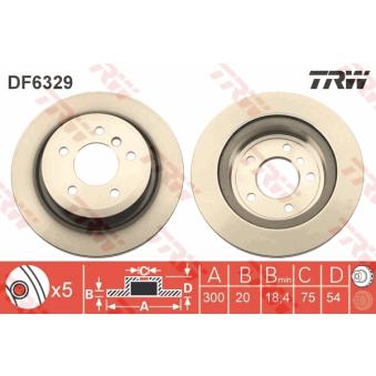 Jeu de 2 disques de frein arrière TRW [DF6329]