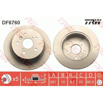 Jeu de 2 disques de frein arrière TRW [DF6760]