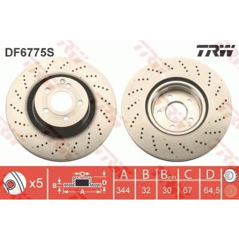 Jeu de 2 disques de frein avant TRW DF6775S pour MERCEDES-BENZ CLASSE E E 400 - 333ch