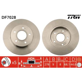 Jeu de 2 disques de frein arrière TRW OEM 4320631U10