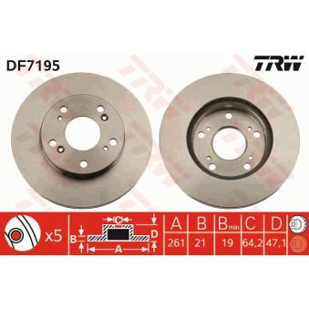 Jeu de 2 disques de frein avant TRW DF7195 pour HYUNDAI I30 1.6 i - 110cv