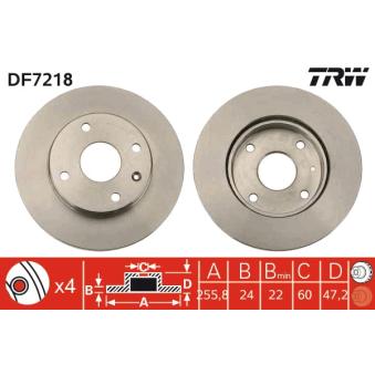 Jeu de 2 disques de frein avant TRW DF7218 pour AUSTIN MINI 1.8 - 121cv