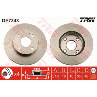 Jeu de 2 disques de frein avant TRW OEM B4583325XC