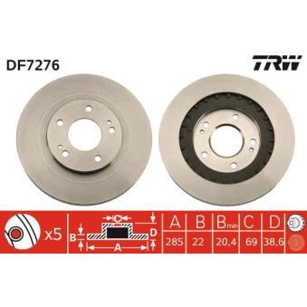 Jeu de 2 disques de frein avant TRW OEM MR334996