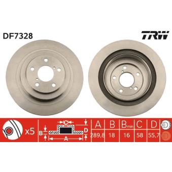 Jeu de 2 disques de frein arrière TRW DF7328 pour IVECO DAILY CITYS 2.0 - 150cv