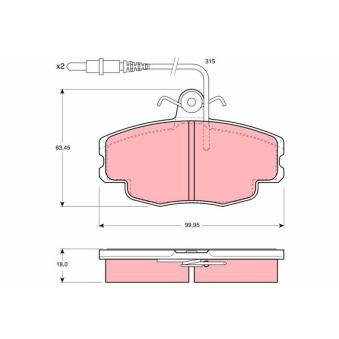 Jeu de 4 plaquettes de frein avant TRW GDB114 pour CITROEN ZX 1.8 i 16V - 110cv