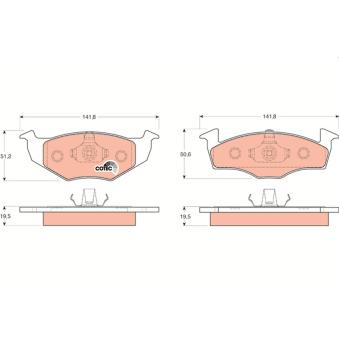Jeu de 4 plaquettes de frein avant TRW OEM 1H0698151A