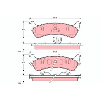 Jeu de 4 plaquettes de frein arrière TRW OEM 4762101