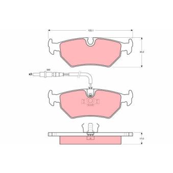 Jeu de 4 plaquettes de frein arrière TRW GDB1258 pour PEUGEOT 806 2.0 - 132cv