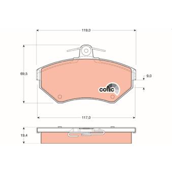 Jeu de 4 plaquettes de frein avant TRW GDB1266 pour PEUGEOT J7 S4 quattro - 265cv
