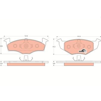 Jeu de 4 plaquettes de frein avant TRW OEM 1H0615105E