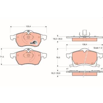 Jeu de 4 plaquettes de frein avant TRW GDB1350 pour SAAB 93X 1.7 CDTI - 110cv